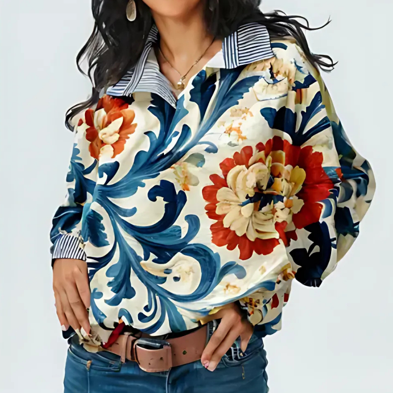 Icone™ FormalBlouse: Stylish Long-Sleeve Unique Print Formal Blouse