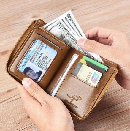 Icone™ ZippyWallet: Men's Zipper Leather Wallet with RFID Protection