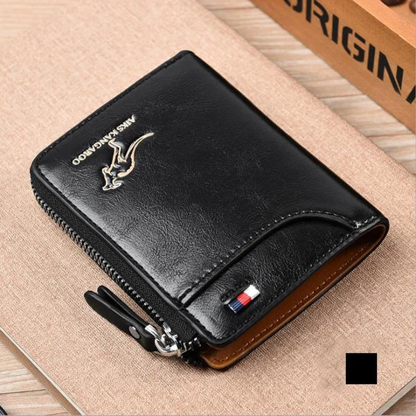 Icone™ ZippyWallet: Men's Zipper Leather Wallet with RFID Protection