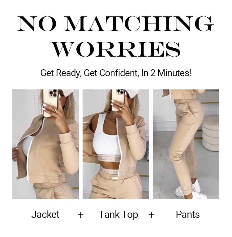 Icone™ OutfitSet: Jacket, Tank Top And Pants Casual Outfit Set For Women