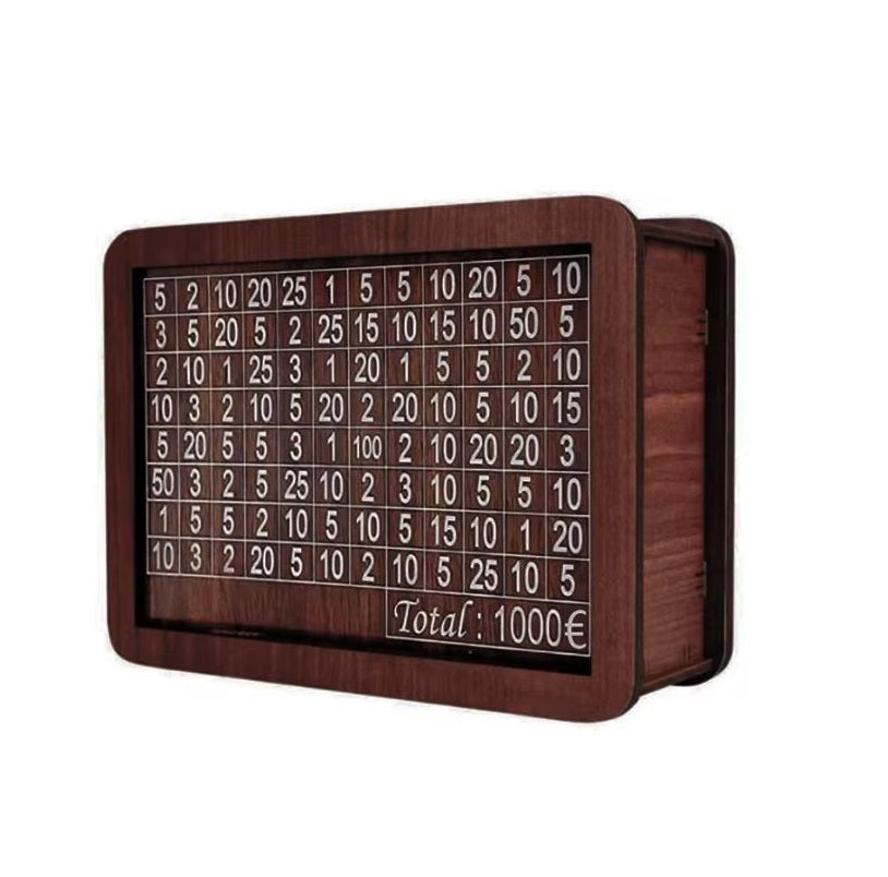 MoneyBank - Wooden Euro Engraved Money Savings Box
