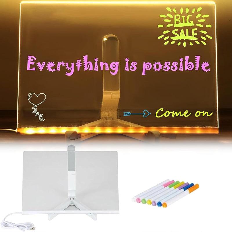 Kletshuts™ NoteBoard: LED Lamp Acrylic Note And Drawing Board