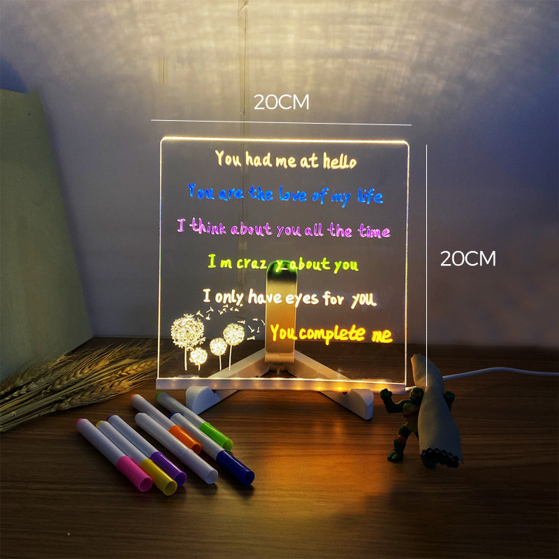 Kletshuts™ NoteBoard: LED Lamp Acrylic Note And Drawing Board