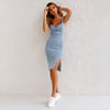 Icone™ DenimDress: Denim Fit Dress With Slit And Adjustable Strap
