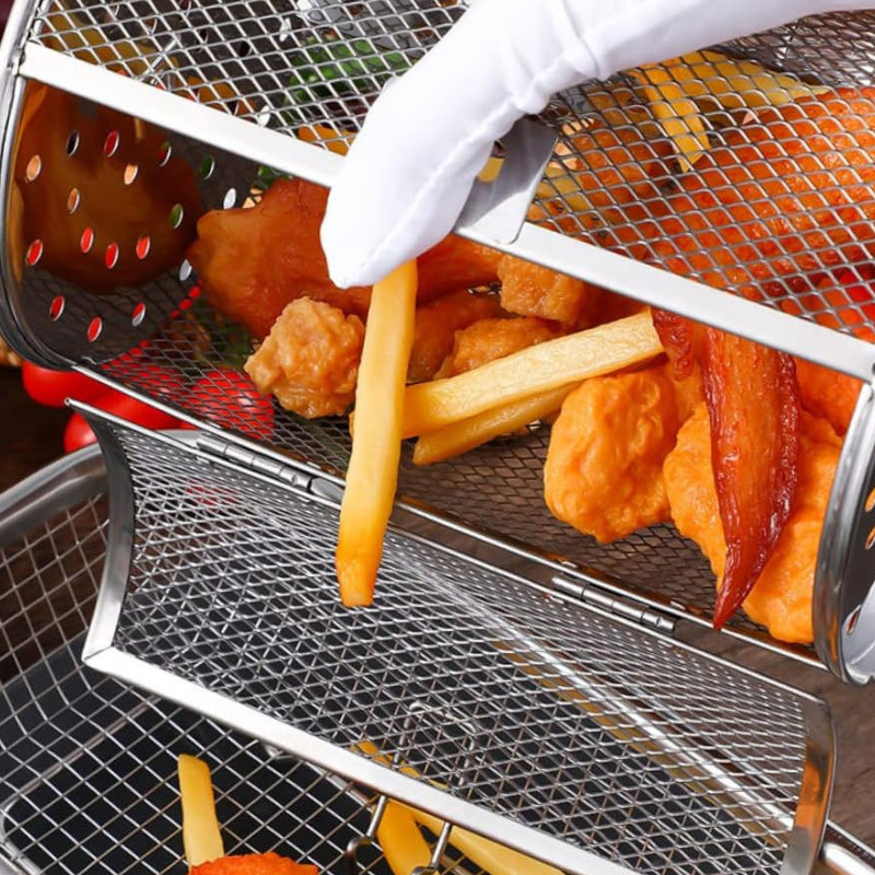 Globetrek° RotatingGrill: Stainless Steel Rotating Cooking Fry And Grill Cage