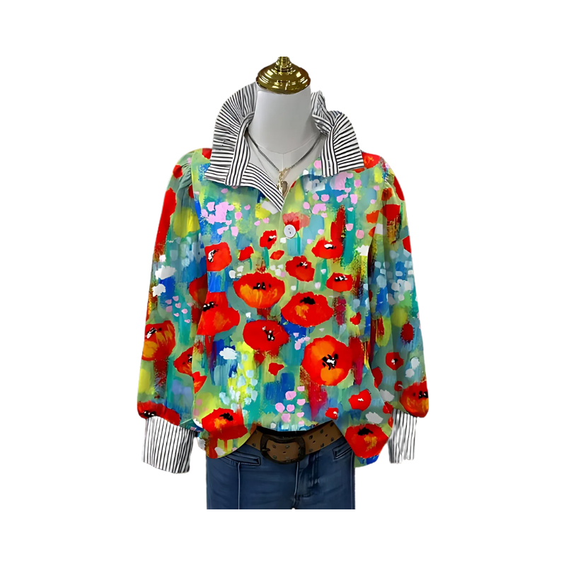Icone™ FormalBlouse: Stylish Long-Sleeve Unique Print Formal Blouse