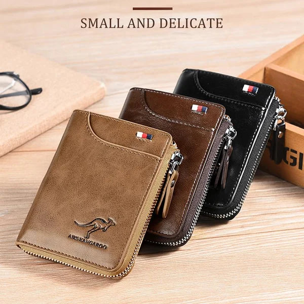 Icone™ ZippyWallet: Men's Zipper Leather Wallet with RFID Protection