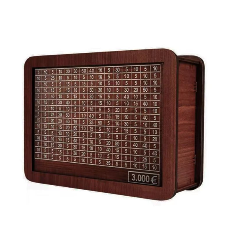 MoneyBank - Wooden Euro Engraved Money Savings Box