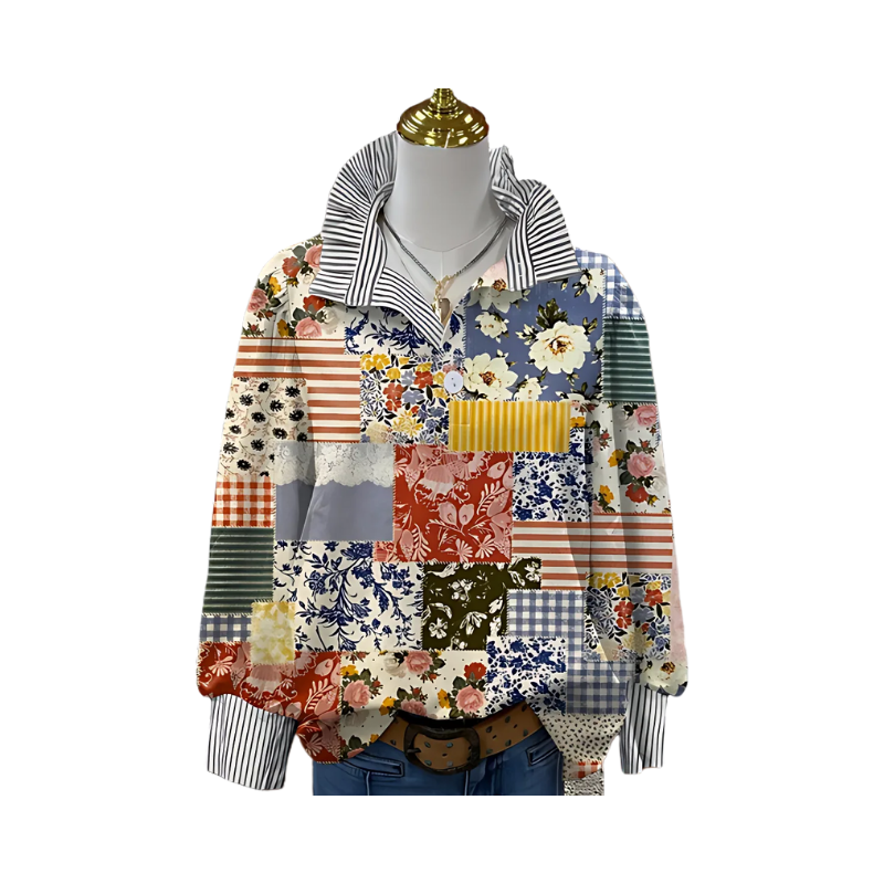 Icone™ FormalBlouse: Stylish Long-Sleeve Unique Print Formal Blouse