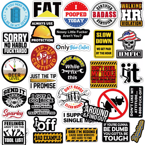 FunnyStickers: Funny Blue Collar Waterproof Stickers Pack