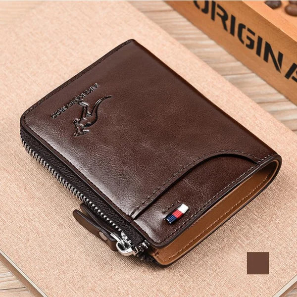 Icone™ ZippyWallet: Men's Zipper Leather Wallet with RFID Protection