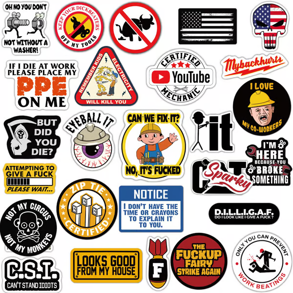 FunnyStickers: Funny Blue Collar Waterproof Stickers Pack