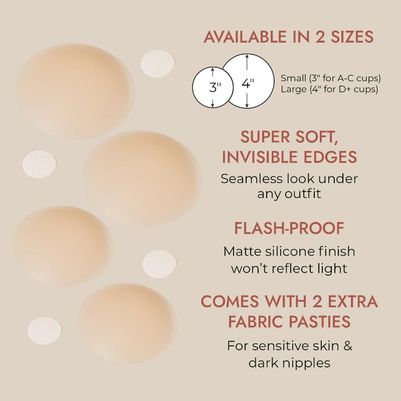 Icone™ NippleCover 1+1 FREE: Thin Matte Silicone Adhesive Nipple Covers