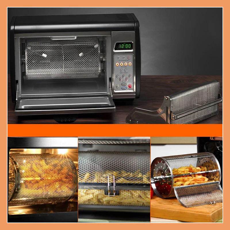 Globetrek° RotatingGrill: Stainless Steel Rotating Cooking Fry And Grill Cage