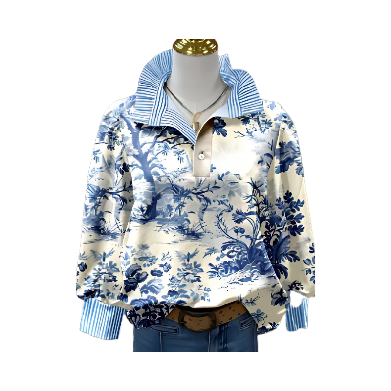 Icone™ FormalBlouse: Stylish Long-Sleeve Unique Print Formal Blouse