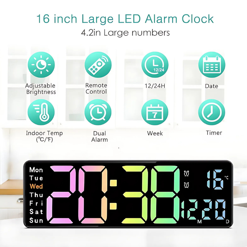 Globetrek° DigitalClock: Large LED Screen Display Digital Clock