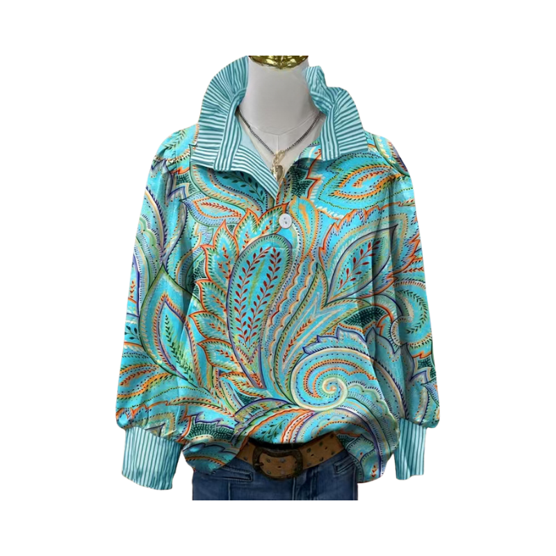 Icone™ FormalBlouse: Stylish Long-Sleeve Unique Print Formal Blouse