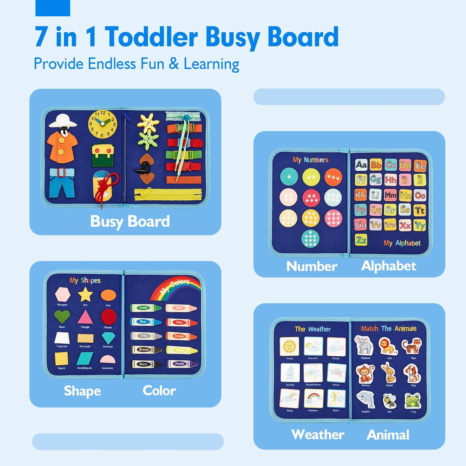 Kletshuts™ BusyBoard: Sensory Fine Motor Skills Montessori Educational Busy Board