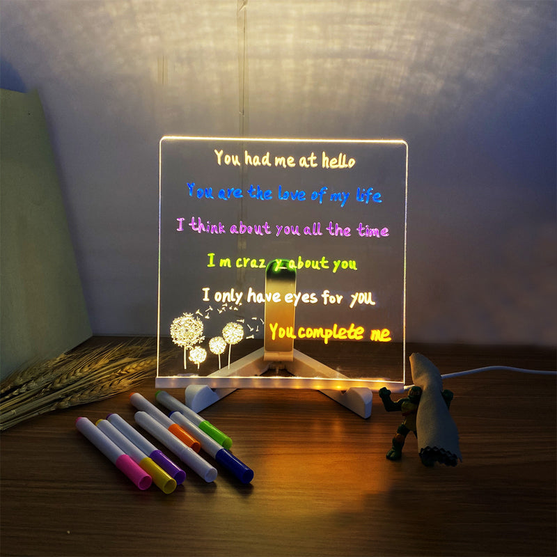 Kletshuts™ NoteBoard: LED Lamp Acrylic Note And Drawing Board