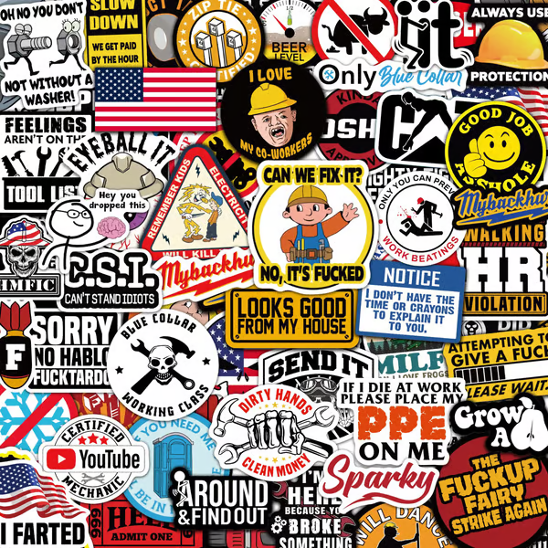 FunnyStickers: Funny Blue Collar Waterproof Stickers Pack