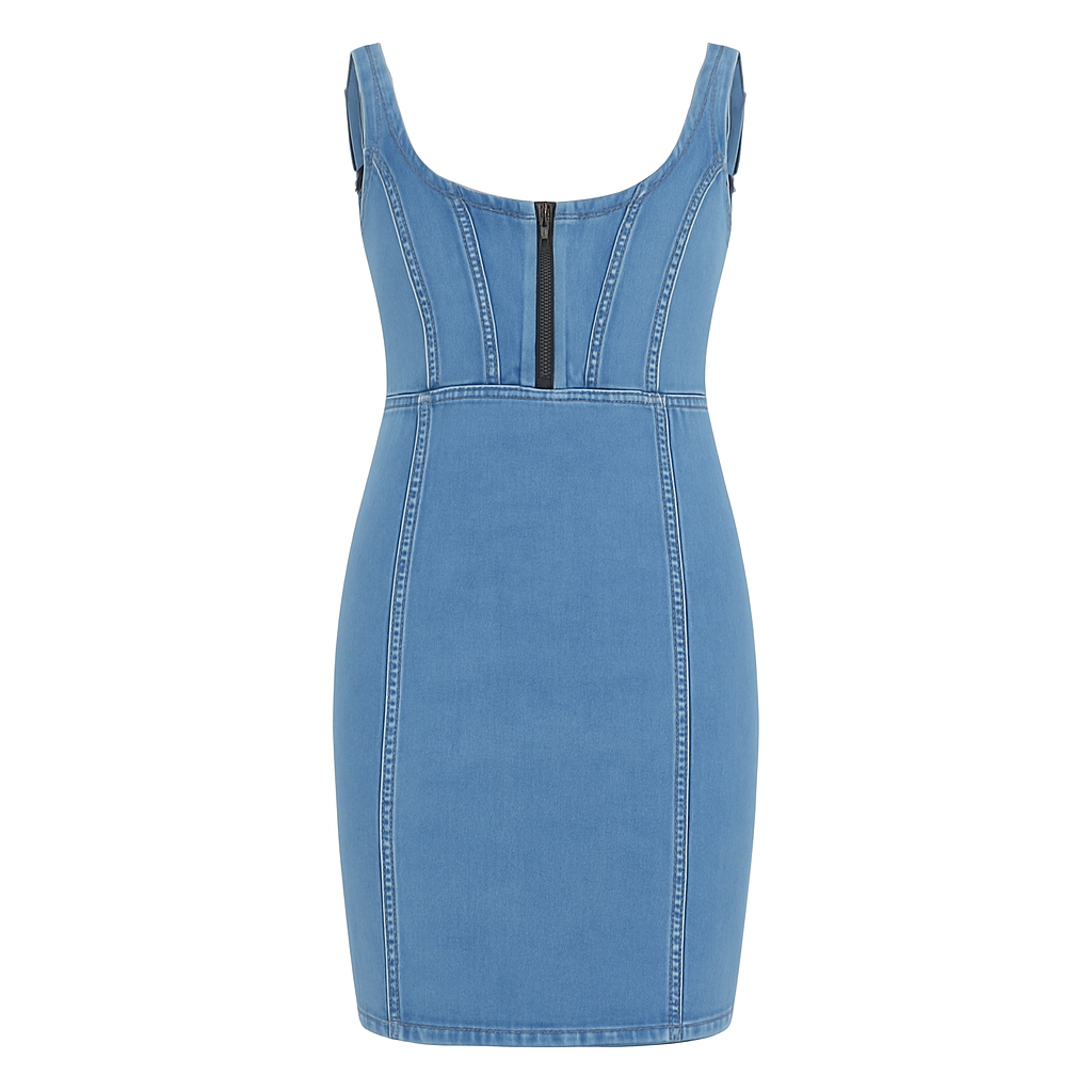 Icone™ DenimDress: Denim Fit Dress With Slit And Adjustable Strap