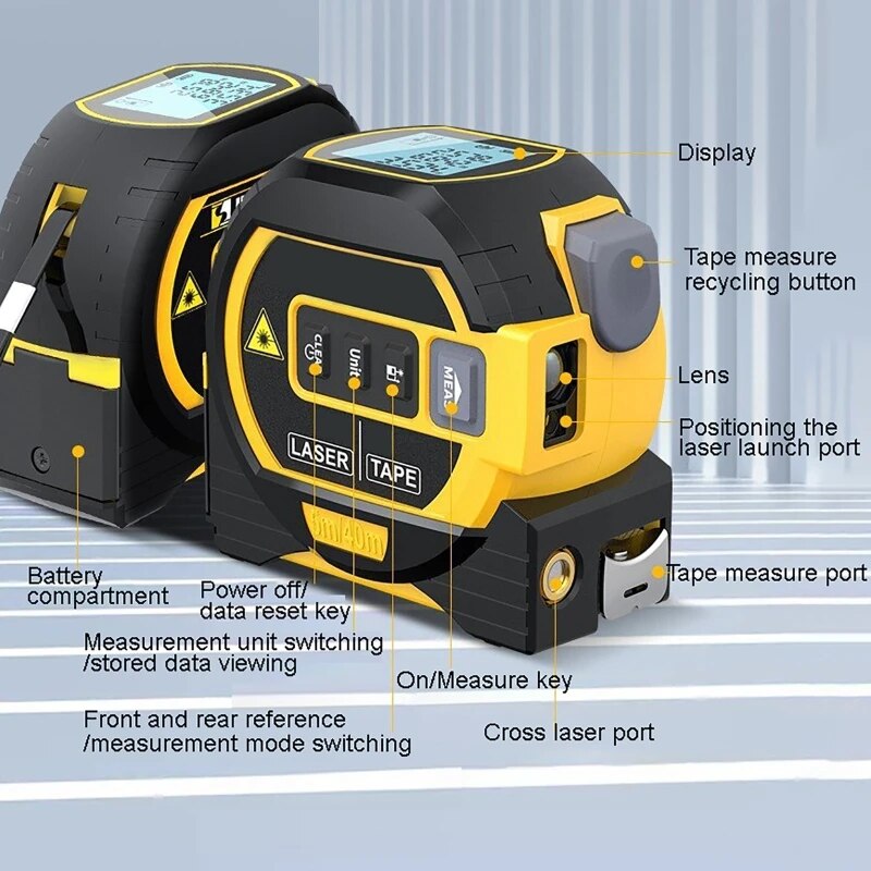 InfralaserTape - 3-In-1 Infrared Laser Tape Measure