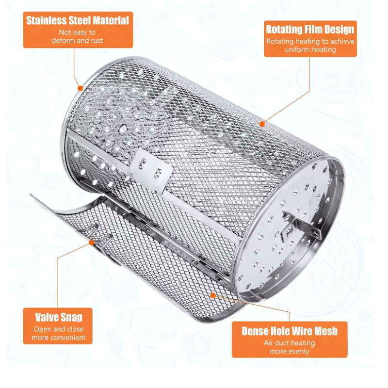 Globetrek° RotatingGrill: Stainless Steel Rotating Cooking Fry And Grill Cage