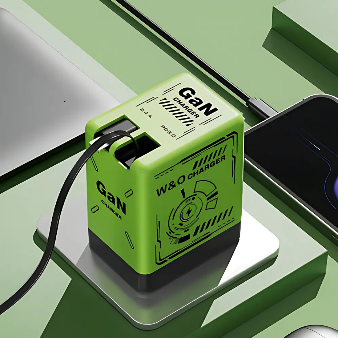 DualCharger: Fast Charging Dual Retractable Cable Travel Charger