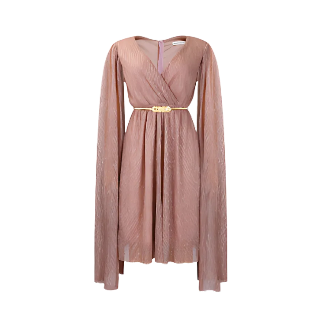 Icone™ ElegantDress: V-Neck Women's Elegant Dress With Belt