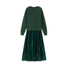 Icone™ PleatedDress: Long Sleeve Top With Elegant Pleated Bottom Dress