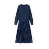 Icone™ PleatedDress: Long Sleeve Top With Elegant Pleated Bottom Dress