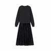 Icone™ PleatedDress: Long Sleeve Top With Elegant Pleated Bottom Dress
