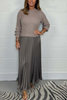 Icone™ PleatedDress: Long Sleeve Top With Elegant Pleated Bottom Dress