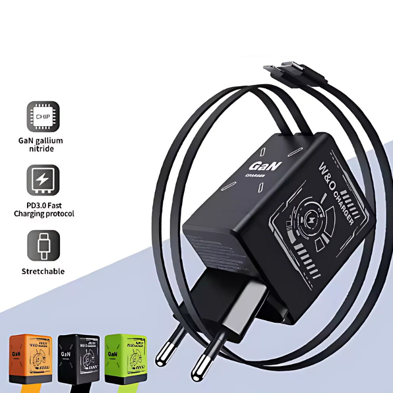 DualCharger: Fast Charging Dual Retractable Cable Travel Charger