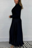 Icone™ PleatedDress: Long Sleeve Top With Elegant Pleated Bottom Dress