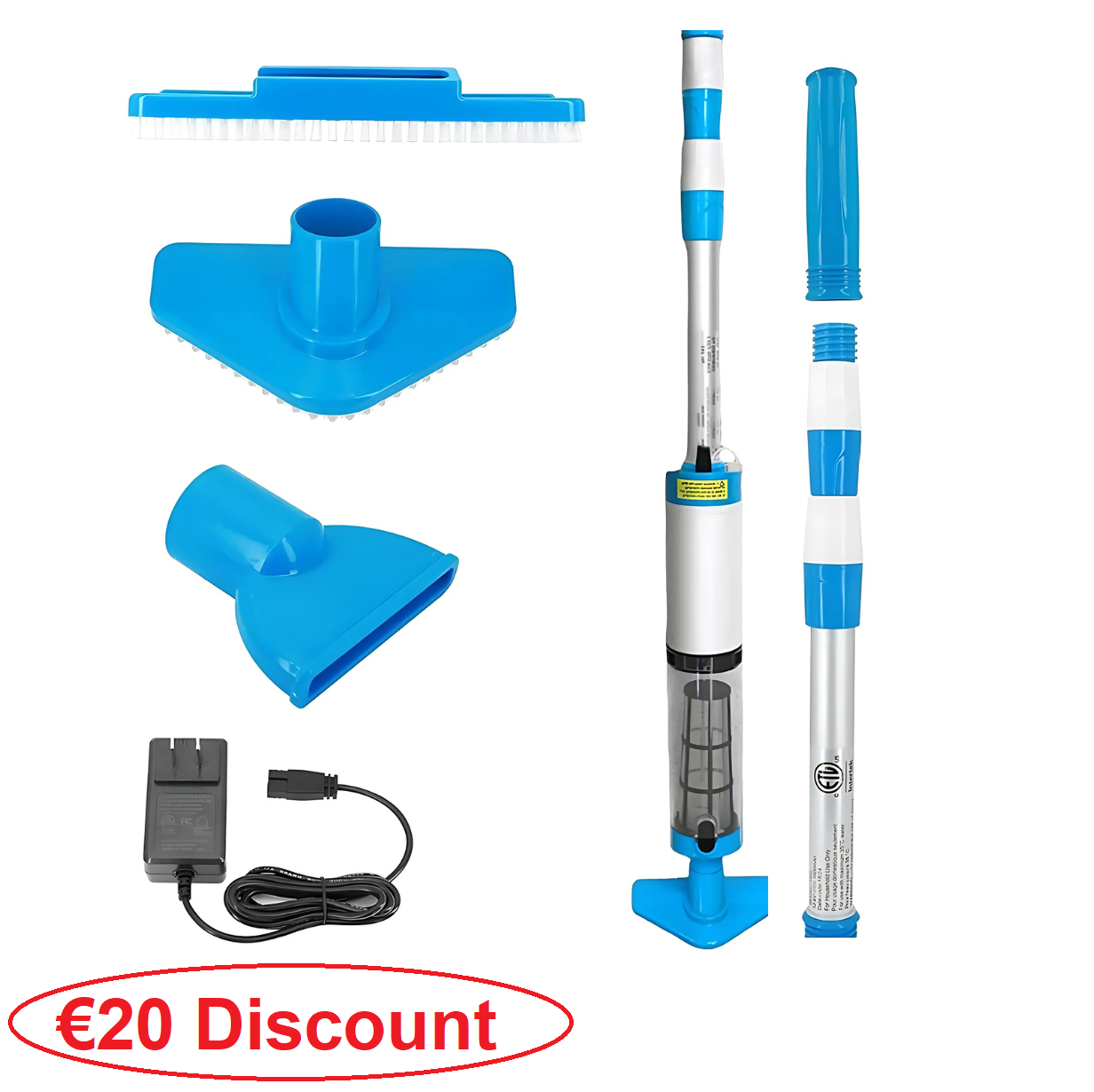 Cleaner Pro° PoolCleaner: Rechargable Handheld Pool Vacuum Cleaner
