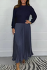 Icone™ PleatedDress: Long Sleeve Top With Elegant Pleated Bottom Dress