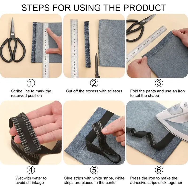 Icone™ ShorteningTape: 5M Self-Adhesive Pants Shortening Tape