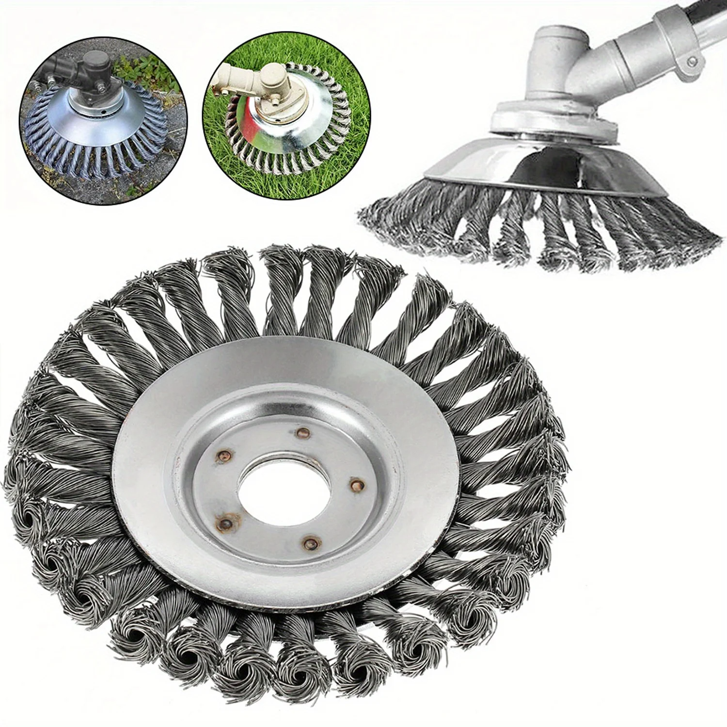 CutterHead: Heavy-Duty Steel Wire Weed Cutter 20cm Brush Head Set