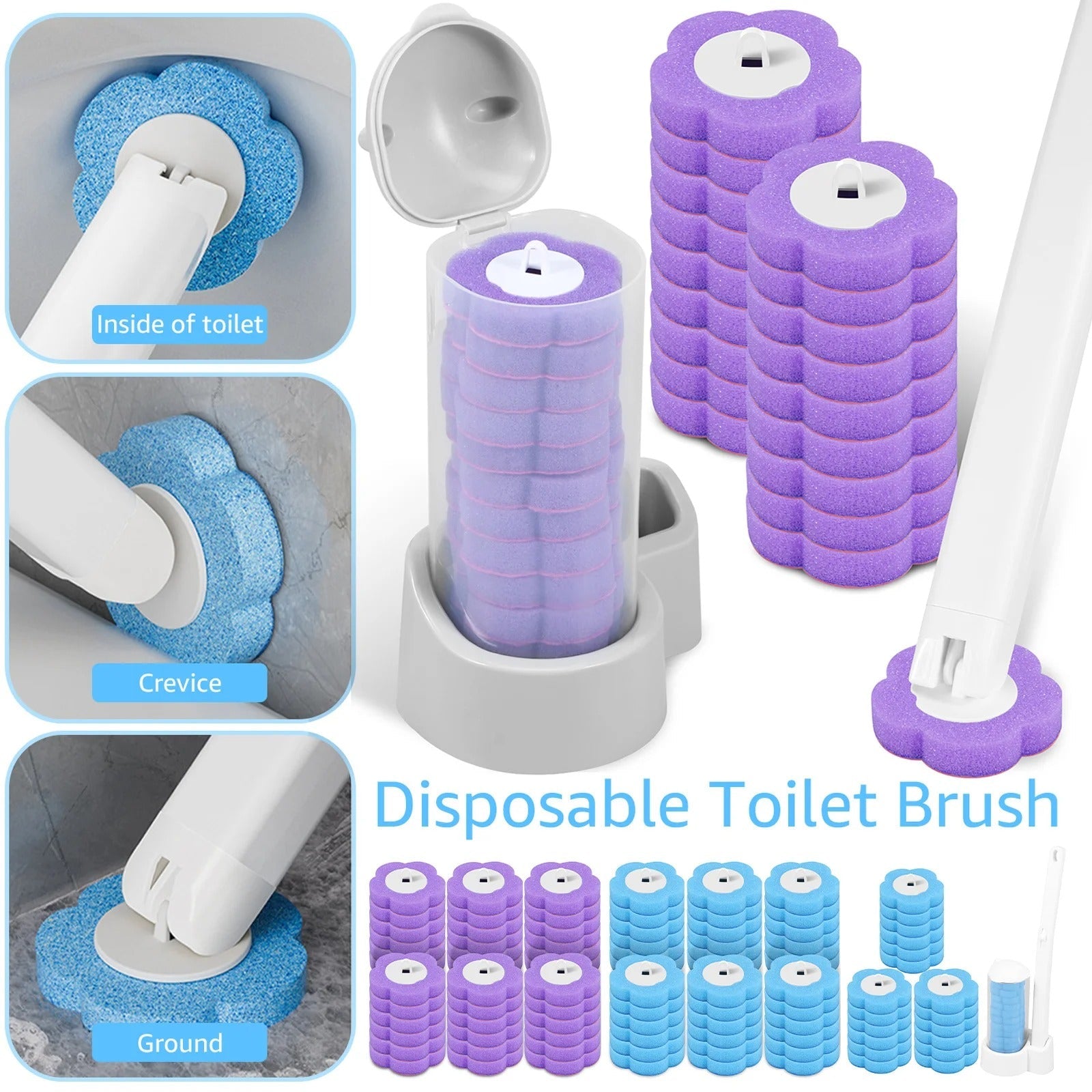 Cleaner Pro° ToiletCleaner: Disposable Toilet Brush Head Cleaner Set
