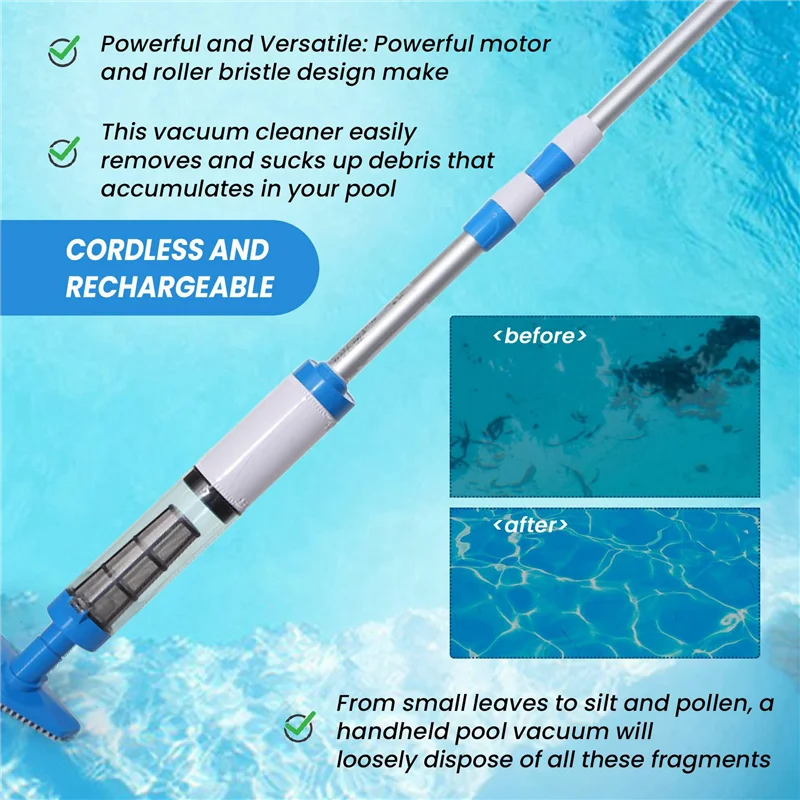 Cleaner Pro° PoolCleaner: Rechargable Handheld Pool Vacuum Cleaner