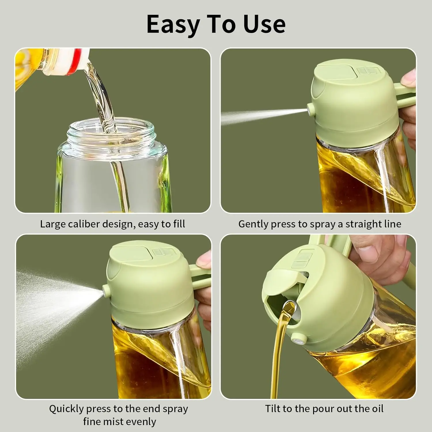 Globetrek° OilDispenser 1+1 FREE: 2 In 1 Pour And Spray Glass Oil And Liquid Dispenser