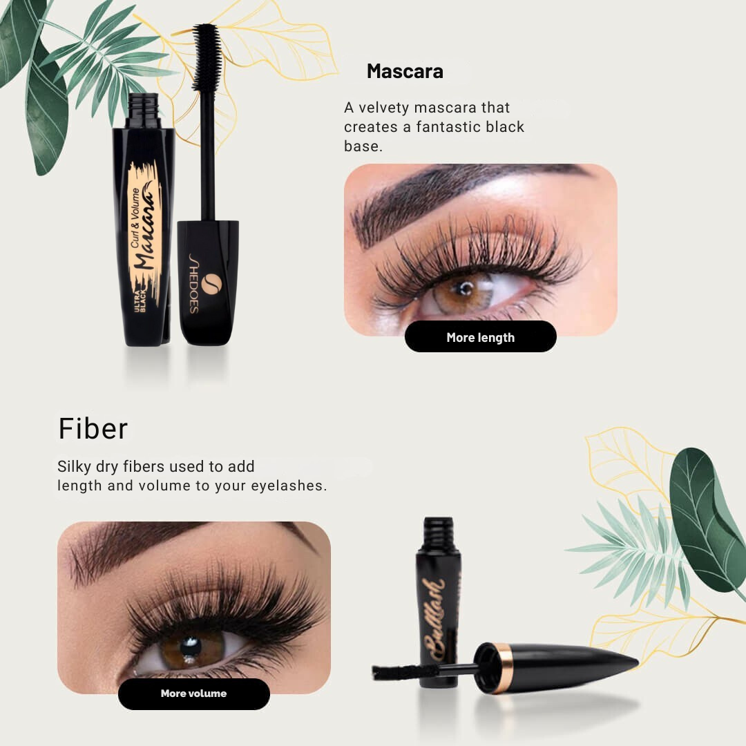 LashMascara 1+2 FREE: Ultra Black Extra Volume Eyelashes Mascara