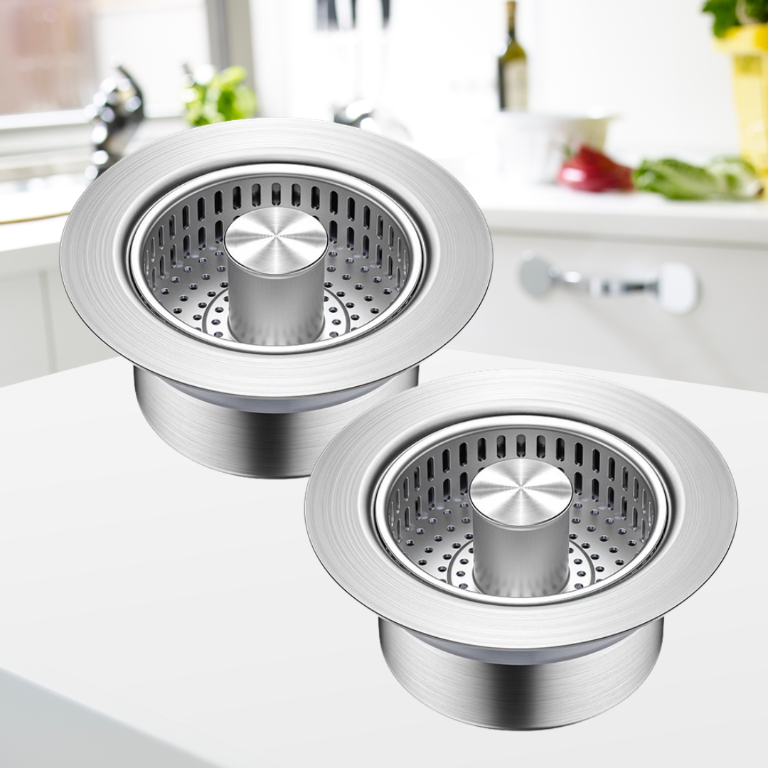 Globetrek° DrainStrainer 1+1 FREE: Easy To Install Kitchen Sink Stopper And Drainer