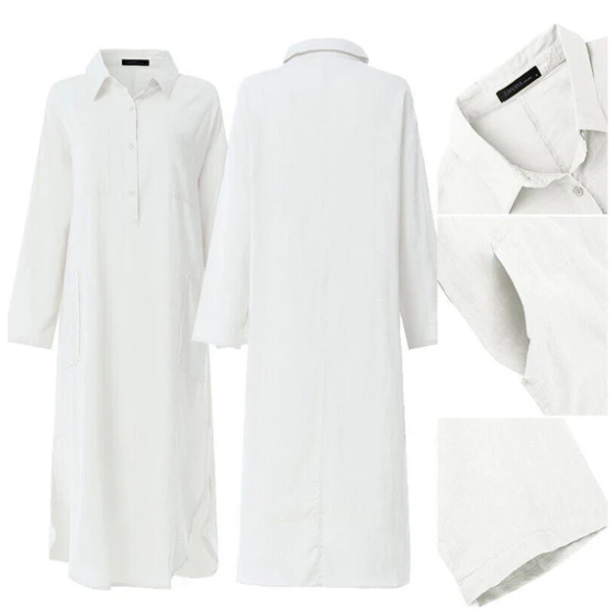 Icone™ ShirtDress: Flowing Shirt Side Slit Dress