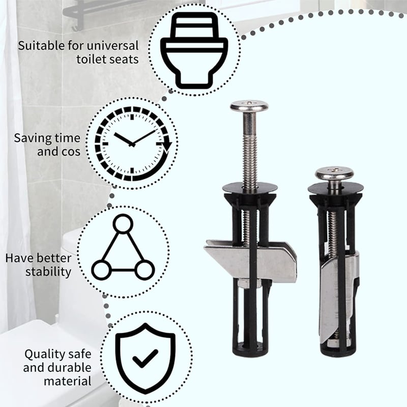 Globetrek° ToiletBolt 1+1 Set FREE: Heavy Duty Toilet Seat Locking Bolt And Screws Kit