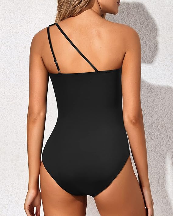 Icone™ StylishSwimsuit: Side Strap One Shoulder Style Curve Fit Swimsuit