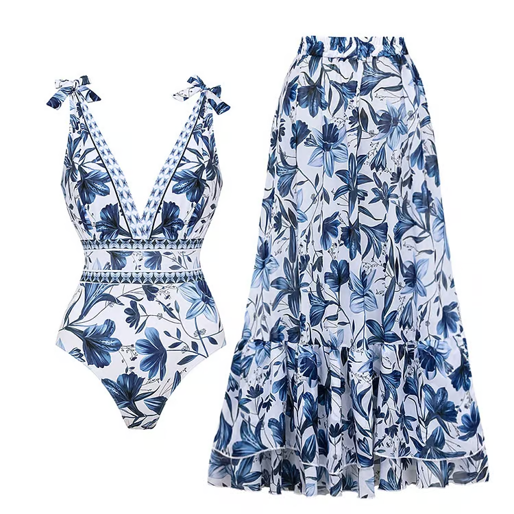 Icone™ BloomSet: Stylish And Comfortable Floral Bloom Swimsuit With Skirt