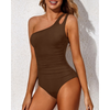 Icone™ StylishSwimsuit: Side Strap One Shoulder Style Curve Fit Swimsuit