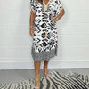 Icone™PrintedDress: Printed V-Neck Fringe Sleeve Casual Dress